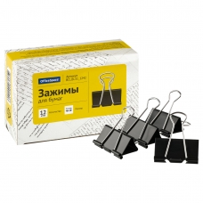 Зажимы для бумаг 51мм, OfficeSpace, 12шт., черные BCLBL51_1242 (10702070/280125/5039238/1, Китайская Народная Республика)