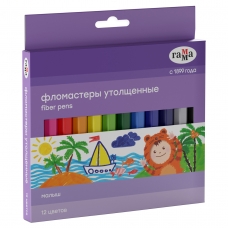 Фломастеры Гамма /Малыш/, 12цв., утолщенные, смываемые, картон. упак., европодвес 1360822_12 (10702070/170323/3109225, Китайская Народная Республика)