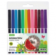 Фломастеры /ECO/ 12 цв. -Хорошо быть ёжиком- в блистере с европодвесом