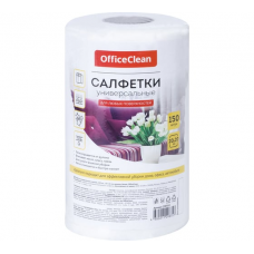 Салфетки универсальные OfficeClean, вискоза, 20*20см, 150шт., белые, в рулоне, 35г/м2 298910