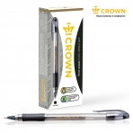 Ручка гелевая Crown /Hi-Jell Needle Grip/ черная, 0,7мм, грип, игольчатый стержень, штрих-код HJR-500RNB