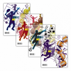 Набор пластиковых обложек ErichKrause Sport DNA, для тетрадей и дневников, 212х347мм, 80 мкм, ассорти (пакет 12 шт.)
