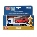 Машина металл KAMAZ ЭВАКУАТОР, 12 см, дв., инерц.+ машинка 7,5 см, кор. Технопарк в кор.2*24шт
