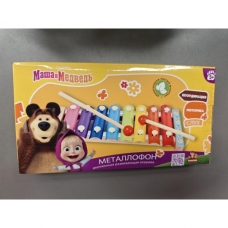 Игрушка деревянная Маша и Медведь металлофон 23*1,5*13, коробка Буратино в кор.50шт