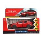 Машина металл tesla model x plaid 12 см, двери, красн, кор. Технопарк в кор.2*36шт