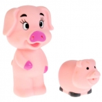 Игрушки пластизоль для купания 'Играем вместе' Свинки (выс. 10см и 5см) в сетке (русс уп) в кор.50шт