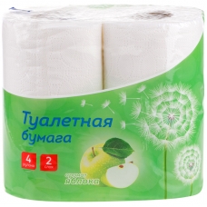 Бумага туалетная OfficeClean 2-слойная, 4шт., тиснение, белая, яблоко 300439