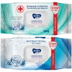 Салфетки влажные Aura /FAMILY/, big-pack с крышкой, 15*14см, 144шт., антибактер. 4752171004504