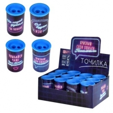 Точилка , арт.64546/ 12 ВКЛЮЧИ НЕОН (шоу-бокс, 12 шт., ассорти, полистирол, голубой, фиолетовый, 2 отверстие (-я), 4,1х4,1х6,3 см, контейнер для стружки: есть).
