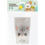 Стаканы бумажные MESHU /Kitten/, 200мл, 6шт. MS_55438
