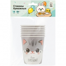 Стаканы бумажные MESHU /Kitten/, 200мл, 6шт. MS_55438