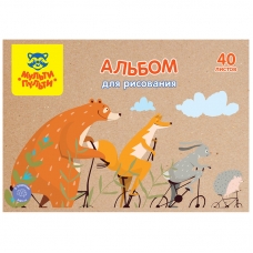 Альбом для рисования 40л., А4, на скрепке Мульти-Пульти /Лесные друзья/, крафт картон А40_44382