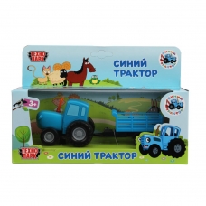 Машина металл СИНИЙ ТРАКТОР с телегой 7,5 см, синий, кор. Технопарк в кор.2*36шт