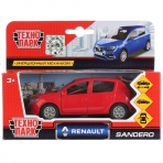 Машина металл RENAULT sandero, 12 см, двери, багажник, инерц., кор. Технопарк в кор.2*24шт