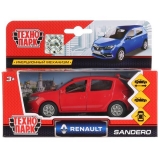 Машина металл RENAULT sandero, 12 см, двери, багажник, инерц., кор. Технопарк в кор.2*24шт