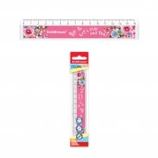 Линейка с выемкой пластиковая ErichKrause Flower Scooter, 15см, во флоупаке
