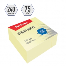 Самоклеящийся блок Berlingo /Ultra Sticky/, 50*50мм, 240л, желтый LSn_40100