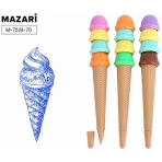 Ручка шариковая ICE CREAM +, СИНЯЯ, пулевидный пиш.узел 0.7мм, корпус пластиковый цветной, сменный стержень 130мм, ПВХ- упаковка