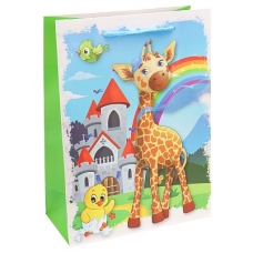 Dream cards Пакет подарочный с мат. лам. Счастливый жирафик 18х24х8.5 см (M),210 г ПКП-3429