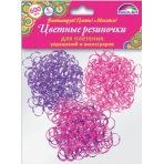 Резинки для плетения 600 шт арт.39681/25 МИКС ДВУХЦВЕТНЫЙ 1 (набор: рогатка-1 шт, крючок-1 шт, S-клипса-24 шт, подвеска -6 шт.)
