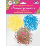 Резинки для плетения 600 шт арт.39682/25 МИКС ДВУХЦВЕТНЫЙ 2 (набор: рогатка-1 шт, крючок-1 шт, S-клипса-24 шт, подвеска -6 шт.)
