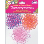 Резинки для плетения 600 шт арт.39684/25 МИКС ДВУХЦВЕТНЫЙ 4 (набор: рогатка-1 шт, крючок-1 шт, S-клипса-24 шт, подвеска -6 шт.)