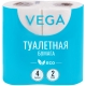 Бумага туалетная Vega  2-слойная, 4шт., эко, 15м, тиснение, белая 315616