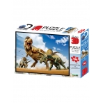 /Тираннозавр против трицератопса/ (/Tyrannosaurus vs Triceratops/).  От 6 лет. Стерео-пазл Prime 3D с эффектом объемного изображения. Размер собранного пазла 61 х 46см. Упаковка: картонная коробка 25,4 x 21,6 x 5см  со стерео-картинкой на лицевой стороне.