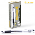 Ручка гелевая Crown /Hi-Jell Grip/ черная, 0,5мм, грип HJR-500R (10702070/160224/3069697/1, Республика Корея)