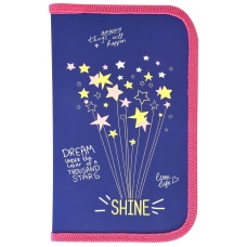 Пенал 1 секц. бол. Schoolformat SHINE BRIGHT 190х90х25 мм синий картон, полиэстер