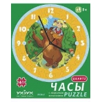 Сборная пазл-игрушка Часы Маша и Медведь (с часовым мех.) Материал: картон + изолон [126-02]