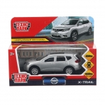 Машина металл NISSAN X-TRAIL 12 см, двери, багаж, инерц, серебристый, кор. Технопарк в кор.2*36шт