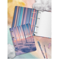 Тетрадь со см.блоком 120 л. А5 кл. на кольцах LOREX HANGING CLOUDS тв.обл., soft touch