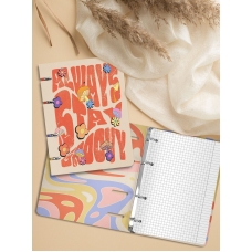 Тетрадь со см.блоком 120 л. А5 кл. на кольцах LOREX HIPPIE тв.обл., soft touch