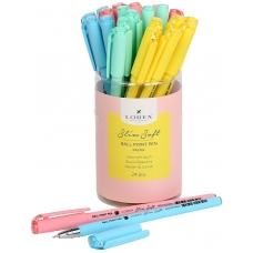 Ручка маслян. LOREX PASTEL Slim Soft синий 0,5 мм ассорти кругл. корп. ultra-soft touch игольчатый наконечник