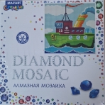 Алмазная мозаика 20Х20см КОРАБЛИК, деревянный подрамник, холст, 1 дизайн, полная выкладка, картонная упаковка