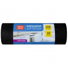 Мешки для мусора  120л OfficeClean ПНД, 70*110см, 15мкм, 10шт., прочные, черные, в рулоне