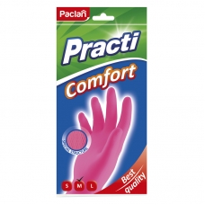 Перчатки резиновые Paclan /Practi.Comfort/, р.М, розовые, пакет с европодвесом 407120, 407271