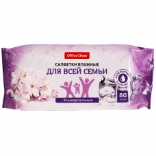 Салфетки влажные OfficeClean, 80шт., универсальные очищающие, для всей семьи