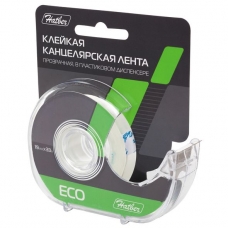 Клейкая Канцелярская Лента Hatber ECO 19ммх33м в пластиковом диспенсере в блистере с европодвесом