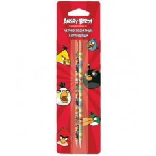 Карандаш чернографитный Hatber Angry Birds 2 шт заточ., в блистере с европодвесом