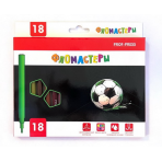 Фломастеры с вентилир колпачком 18цв. МЯЧ НА ЧЕРНОМ (ФЛ-4896) в карт.короб с подвесом,кратно 12