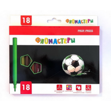 Фломастеры с вентилир колпачком 18цв. МЯЧ НА ЧЕРНОМ (ФЛ-4896) в карт.короб с подвесом,кратно 12
