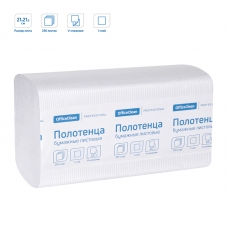 Полотенца бумажные лист. OfficeClean /Professional/(V-сл) 1 слойн., 250л/пач, 21*21,6,тиснение,белые 245790/С