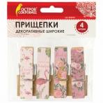 Прищепки декоративные широкие /Фламинго/, 4 штуки, 7,2 см, ассорти, ОСТРОВ СОКРОВИЩ, 662678