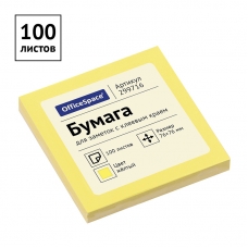 Самоклеящийся блок OfficeSpace, 76*76мм, 100л., желтый