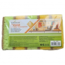14330 Губки для посуды Крупнопористые, 5шт, EuroHouse (14330 из п/э пакета 1/36)
