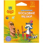 Мелки восковые Мульти-Пульти /Енот на острове Пасхи/, 12цв, картон, европодвес LC_10439