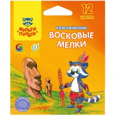Мелки восковые Мульти-Пульти /Енот на острове Пасхи/, 12цв, картон, европодвес LC_10439