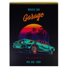 Скетчбуки А3 Авто (мягкая обл, мат лам, жест подл, спираль, 20л, 150г)  С20-7725